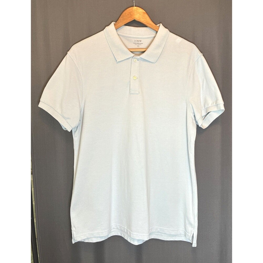J Crew Flex Pique Mens Polo Shirt L Pale Light Blue Short Sleeve Preppy Coastal
